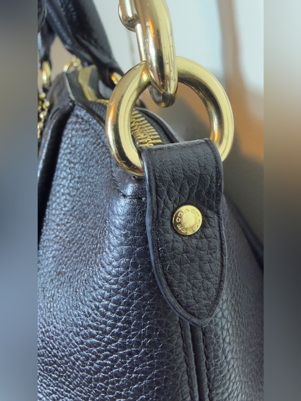 COACH Black Elise Satchel Pebbled Leather Crossbody Shoulder Bag Gold Hardware 7 - Picture 11 of 16